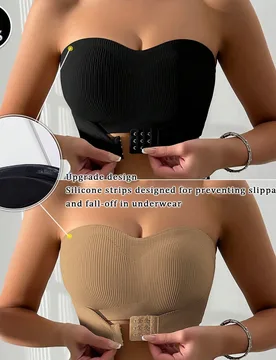 Piezas sujetador de mujer con cierre frontal acanalado multicolor, bandeau envolvente sin aros y sin tirantes con gancho frontal, copas acolchadas pus - Shein - FashionsVida
