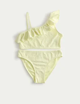Piece One Shoulder Frill Bikini (6-16 Yrs) Light Citrus female - M&S - FashionsVida