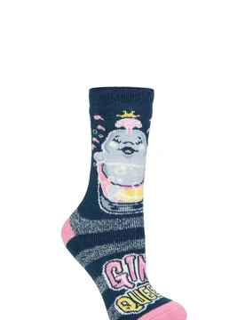 Women's 1 Pair SOCKSHOP Fun Feet Lite Thermal Socks Gin Queen 4-8 - Multi Coloured - Size: Small - Heat Holders - FashionsVida