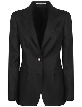 Elegant Tailored Linen Jacket with Single Button Closure