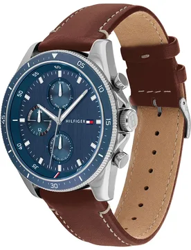 Montre Parker 44 Mm Iridescent Blue / Brown Leather One Size - Tommy hilfiger - FashionsVida