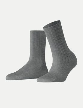 Stricksocken Cotton Rib Grau 39-42