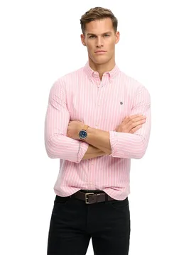 Camicia A Maniche Lunghe Preppy Oxford Cali Coral / Optic Stripe XL - Superdry - FashionsVida
