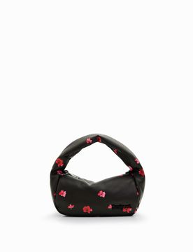 Sac S matelassé fleurs, PolyurÉThane, Noir, U