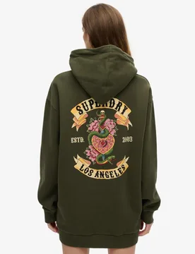 Superdry Damen Tattoo Kapuzenkleid mit Strassbesatz Kaki - Größe: 34-36 - 99.99 - FashionsVida