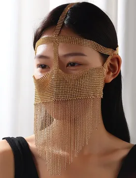 Indian Tassel Veil Mask For Face Women Rhinestone Face Masks Masquerade Dance Party Banquet Decoration Face Accessories Jewelry - Aliexpress - FashionsVida