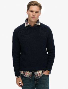 Superdry Herren Grober Raglan-pullover Navy - Größe: S