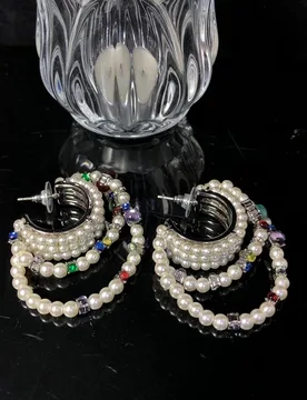 Vintage Classic Design Medieval Style Earrings C-shaped Earrings Hand-woven Pearl Hoops Temperament Versatile Earrings - Aliexpress - FashionsVida
