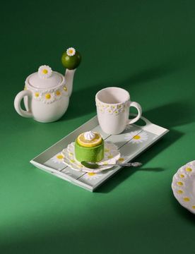 Contenitore con motivo floreale - verde chiaro