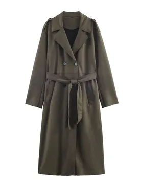 Maxdutti Autumn Winter Elegant Women's Jacket Woman Clothes Tops Nordic Minimalist Military Green Suede Long Trench Coat Women - Aliexpress - FashionsVida