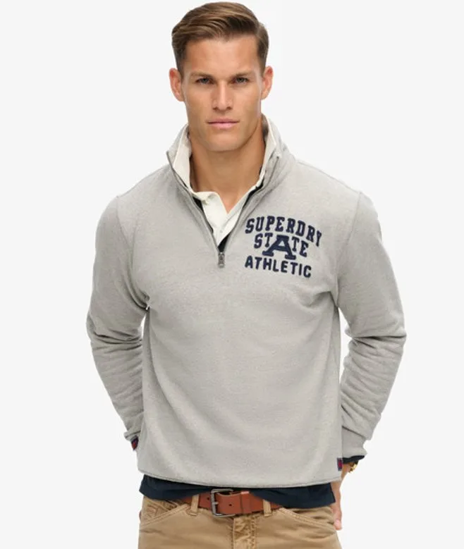 Superdry Herren Vintage Athletic Zip Pullover mit Halbreißverschluss Grau - Größe: Xxl - 79.99 - FashionsVida