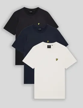 Men's Everyday Lightweight 3-Pack T-Shirt Saddle/ White Out/ Carbon - Lyle & Scott - FashionsVida