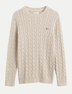 Pullover mit Zopfmuster Beige L