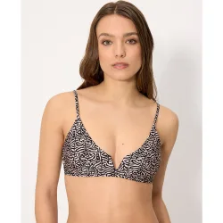 Tops de bikini triángulo estampado con brillo en copa B
