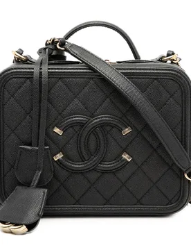 Medium Caviar CC Filigree Vanity Case - Chanel - FashionsVida