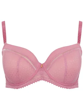 Women's Lace Underwired Padded Bra in Pink Size: 46DD - Pink - Size: 46DD - Yours - FashionsVida