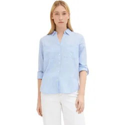Camisa de mujer de manga larga con cuello pico