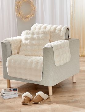 Sesselüberwurf "Bubble-Fleece" 60 x 150 cm creme