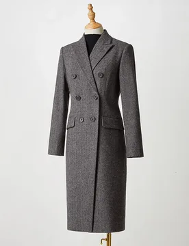 Allingentle Grey Women's Long Blazer Peak Lapel Jacket Long Coat for Casual Office Customize - Aliexpress - FashionsVida