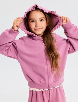 Top da jogging con zip e cappuccio - uva