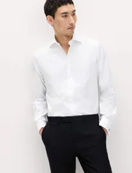 Slim Fit Luxury Pure Cotton Twill Shirt White male