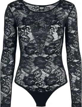 Body - Ladies Lace Longsleeve Body - XS bis L - für Damen - Größe S - schwarz - Frauen - female - Urban classics - FashionsVida