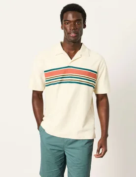 Pure Cotton Striped Polo Shirt Oatmeal Mix male - Fatface - FashionsVida