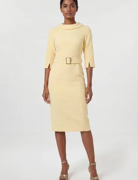 Petite Tailored Roll Neck Pencil Midi Dress - Yellow - Size: 8 - Karen millen - FashionsVida