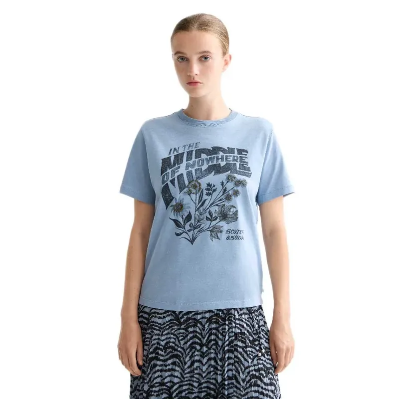 T-shirt à Manches Courtes Artwork Regular Fit Faded Denim XS
