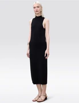 Vestido midi con cuello perkins y strass - Lola Casademunt - FashionsVida