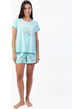 Pijama corto de mujer de punto de algodón detalles en relieve - Disney - FashionsVida