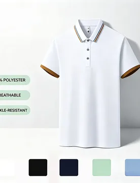 Men Clothing 100% Polyester Solid Color Short‑Sleeve Polo Shirt Striped Trim Collar Summer Casual Business Women Golf Work Tops - Aliexpress - FashionsVida