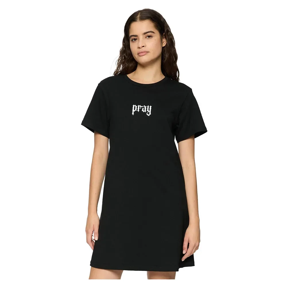 Vestito Corto A Maniche Corte Praying Hands Black S - Miss Tee - FashionsVida