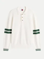 Langarm-Poloshirt im 90s-Look Weiß L