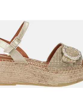 Alpargata mujer sandalia en tejido con hebilla joya con suela yuteflex - Viguera - FashionsVida
