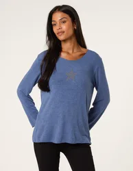Diamante Star Long Sleeve Jumper - ONE / DENIM - female