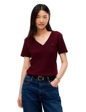 T-shirt à Manches Courtes Et Col En V Slim Cody Deep Burgundy L