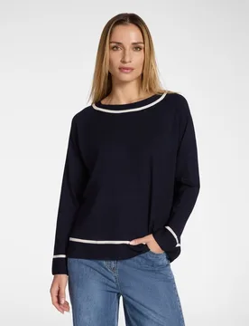 Jersey de mujer de rayas mezcla de viscosa ajuste regular y longitud media - Elena Miró - FashionsVida
