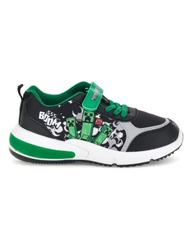 Sneakers nere e verdi con luci, strappo e stampa K13005 29 - MINECRAFT - FashionsVida