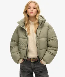Superdry Damen Kurze Cocoon Steppjacke Kaki - Größe: 44
