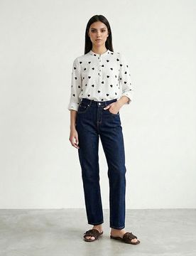 Camicia in viscosa con motivo a cuori - bianco