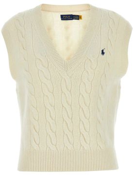 Rib-Knit V-Neck Sleeveless Sweater - Size S