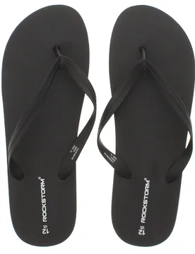Mens Flip Flops Cushioned Footbed Prime Black - Size Uk 11 - Rockstorm - FashionsVida