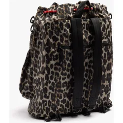 Mochila de mujer con cierre de cuerda y estampado animal print