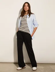 Seam Detail Wide Leg Trousers Black female