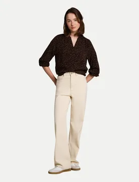 Blusenshirt mit Raffungen Beige S - Tom Tailor Denim - FashionsVida