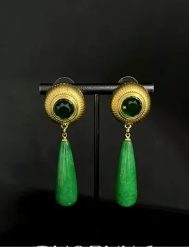 New Vintage Classic Heavy Industry Fresh Green Water Drop Stone Pendant Sweeping Shoulder Earrings Niche and All-match Earrings - Aliexpress - FashionsVida