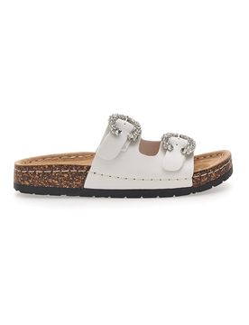 Ciabatte bianche con doppia fibbia gioiello H3Y861141 38