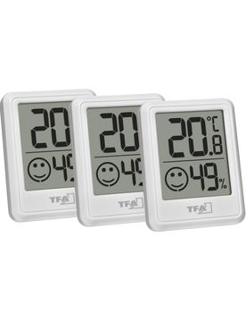 Digitales Thermo-Hygrometer, 3er Set weiss