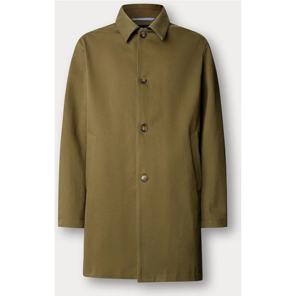 Gabardina de hombre en sarga de algodón con detalles en ante - FACONNABLE - FashionsVida